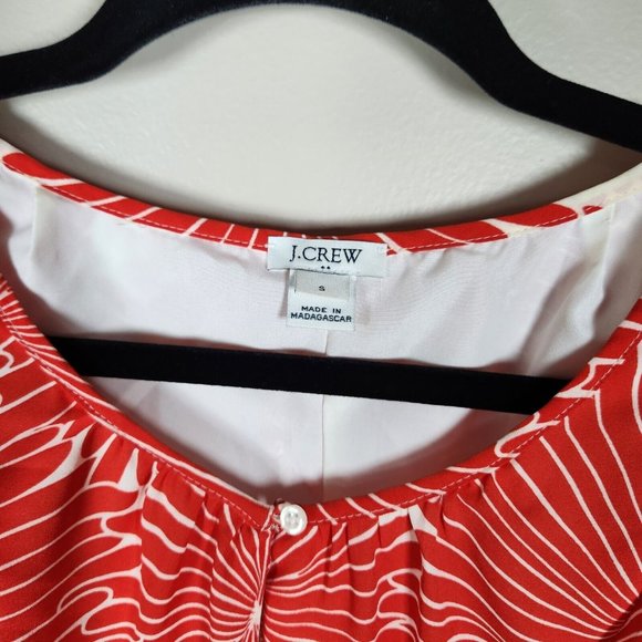 J Crew Dress Womens S Red Orange Floral Ruffle Flutter Sleeveless Keyhole Sun - Picture 4 of 12
